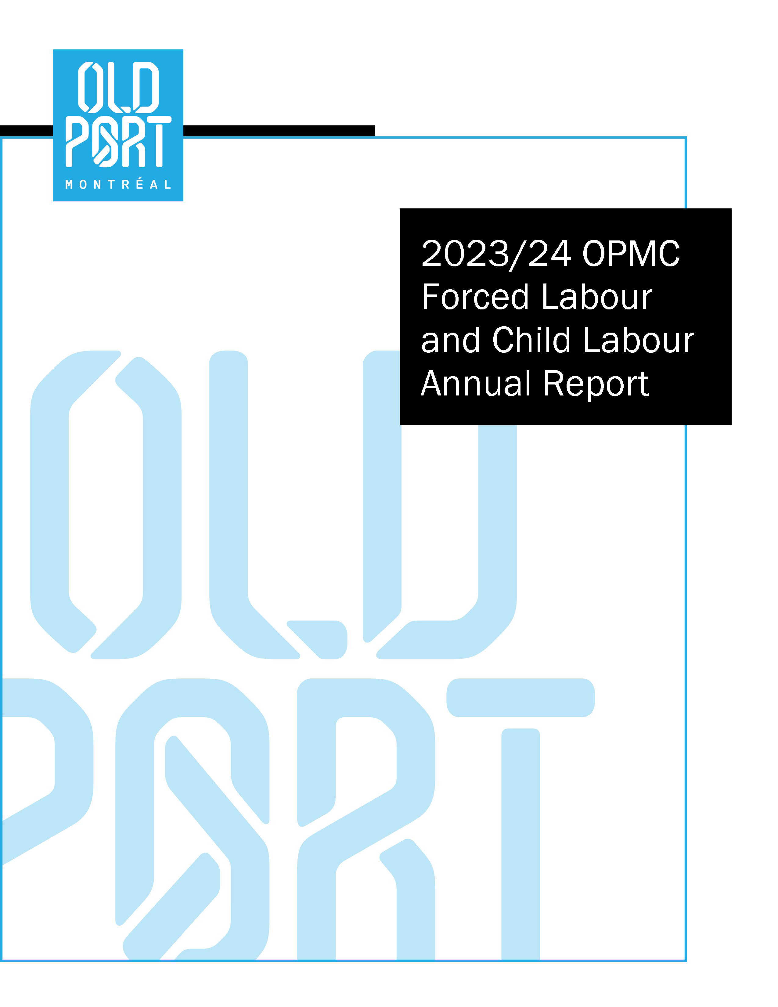 Report cover page for OPMC 2023-24 Forced Labour and Child Labour Annual Report