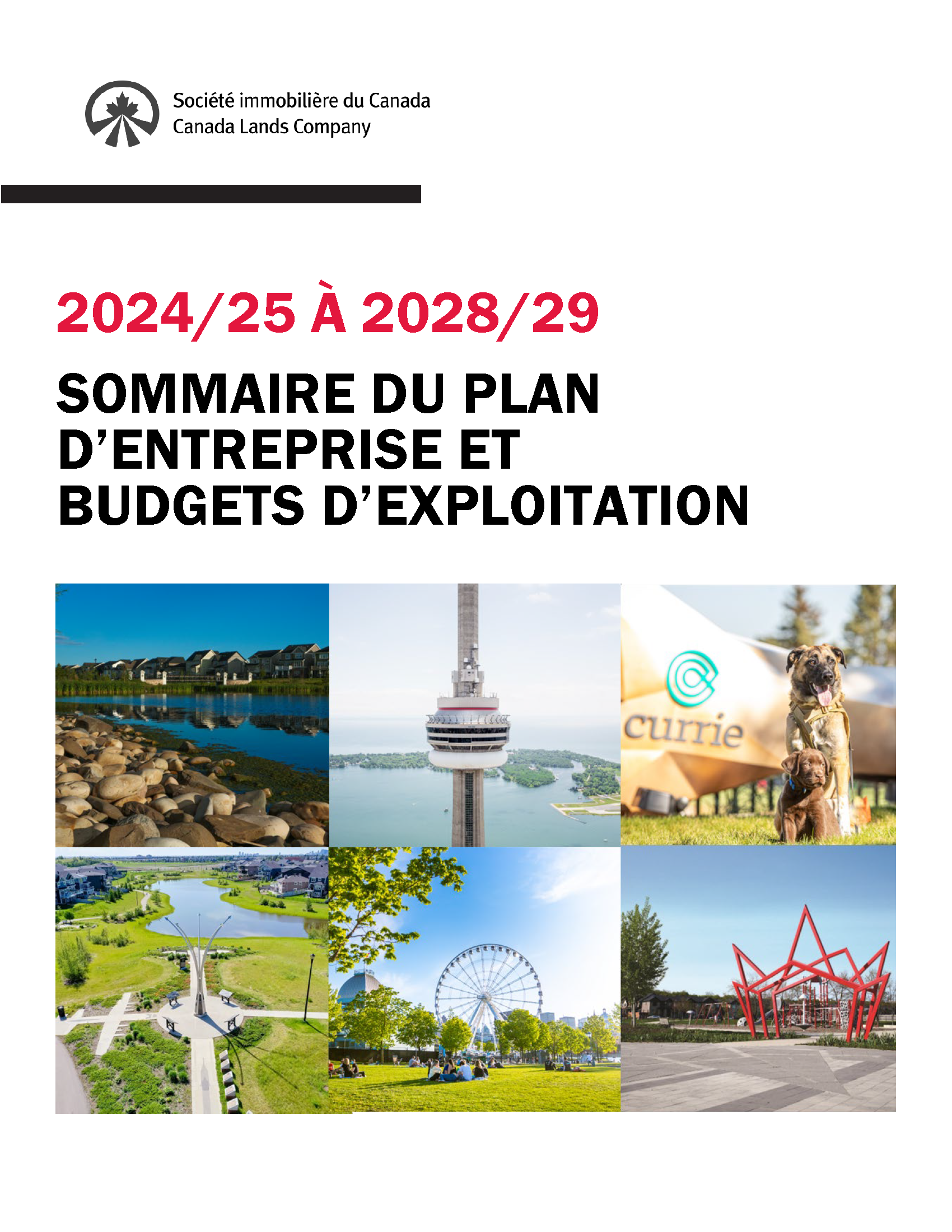 Page de couverture du sommaire du plan d'entreprise 2024-25