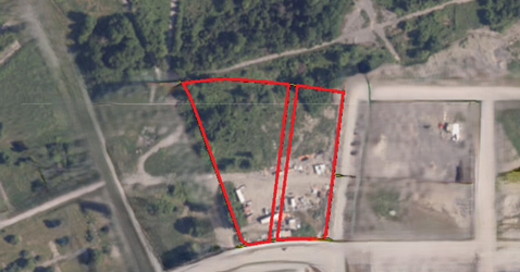 Wateridge Village aerial showing parcels of land with red outline